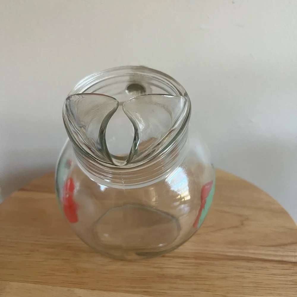 Vintage Anchor Hocking Pitcher with Red Tomatoes Cottage Cottagecore - Picture 2 of 4